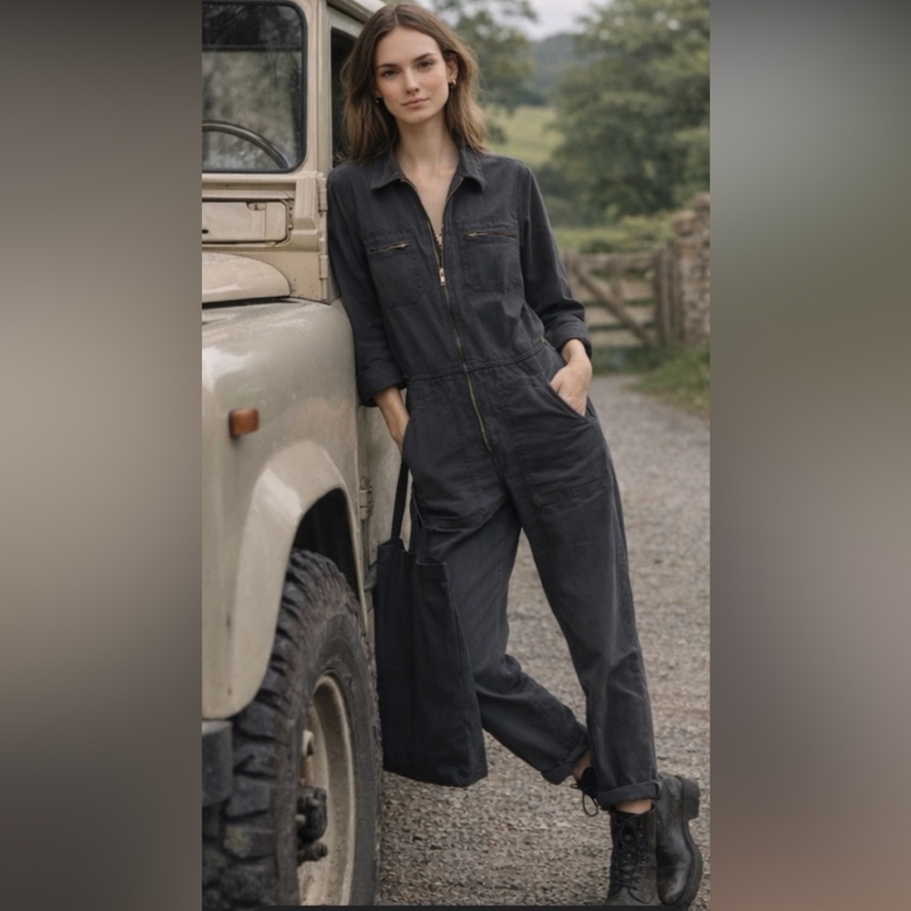 NWT MOTHER THE SPECIALIST Jumpsuit in Faded Black Size L